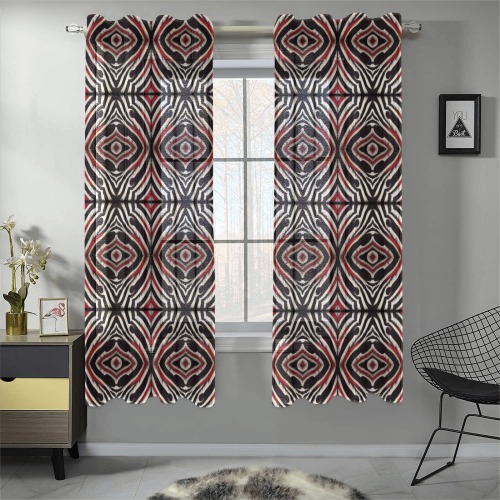 zebra print repeating pattern Gauze Curtain 28"x63" (Two-Piece)