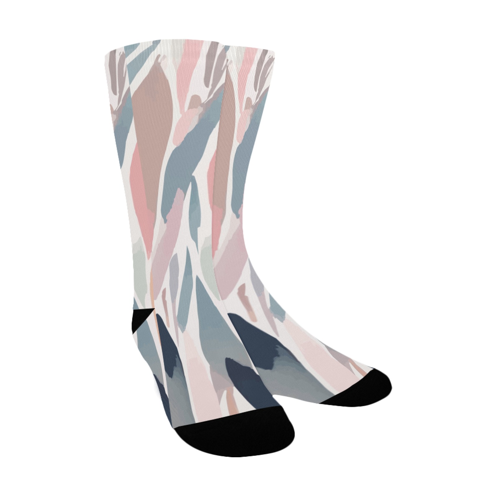 Stylish abstract shapes of pink, blue, gray colors Custom Socks for Women