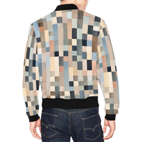 Checkered pattern of rectangular and square shapes All Over Print Bomber Jacket for Men (Model H19)