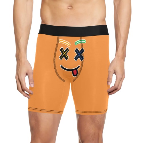 Orange X Face Men Underwear Men's Long Leg Boxer Briefs (Model L67)