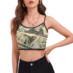 US PAPER CURRENCY Women's Spaghetti Strap Crop Top (Model T67)