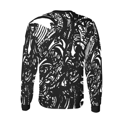 Black and white Abstract graffiti Clothing Line Men's All Over Print Long Sleeve T-shirt (Model T51)