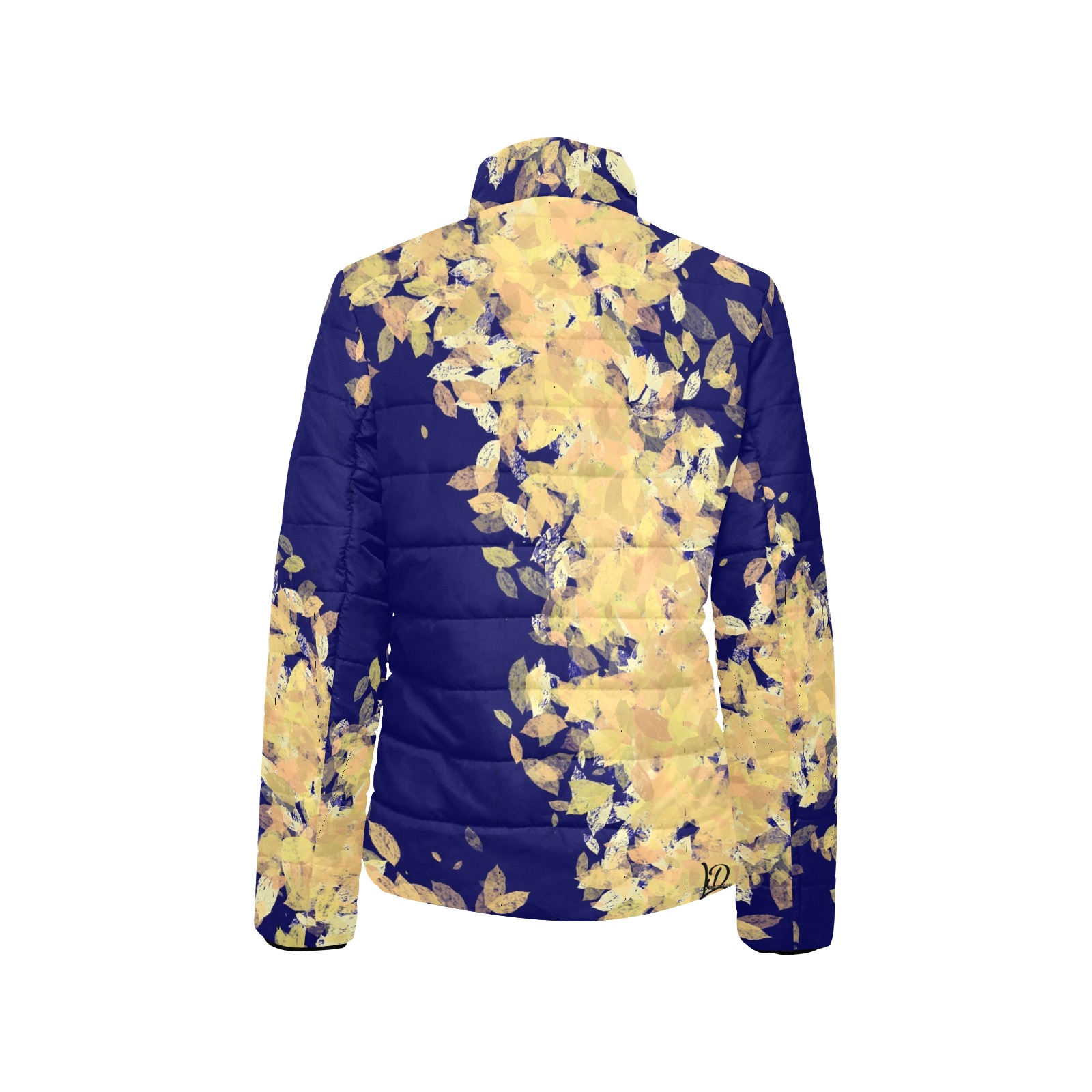 Womens jacket blue splash print85256B99-0E16-4331-9121-6853F91EDBEA Women's Stand Collar Padded Jacket (Model H41)