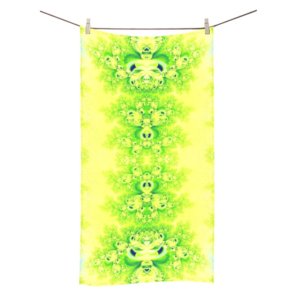 Sunny Ukrainian Sunflowers Frost Fractal Bath Towel 30"x56"