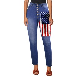 America Flag Banner Patriot Stars Stripes Freedom Women's Jeans (Front Printing)