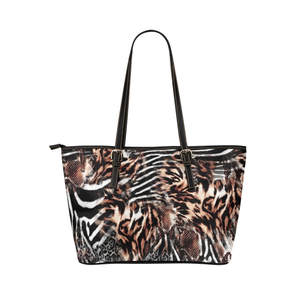 Distressed Animal Print #102 | Leather Tote Bag/Small (Model 1651)