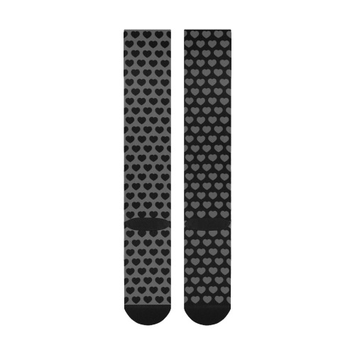 Black and grey hearts pattern duotone Over-The-Calf Socks