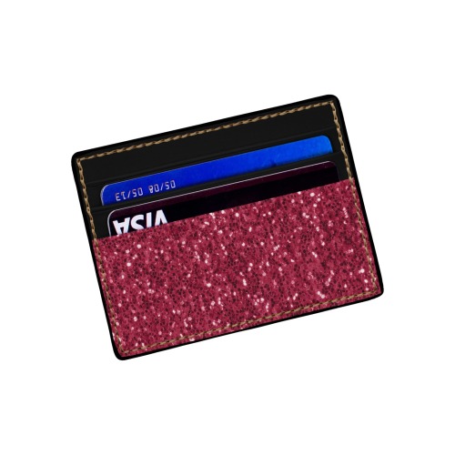 Magenta dark pink red faux sparkles glitter Card Holder