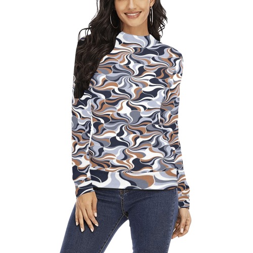 Digital art Women's All Over Print Mock Neck Sweatshirt (Model H43)
