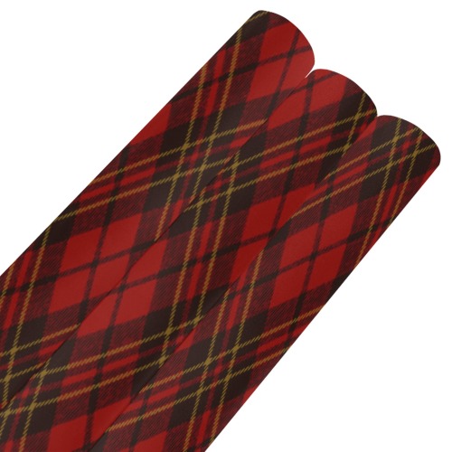 Red tartan plaid winter Christmas pattern holidays Gift Wrapping Paper 58"x 23" (3 Rolls)