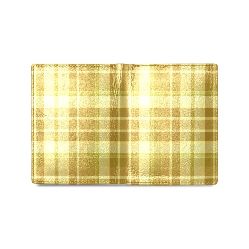Shades Of Yellow Plaid Men's Leather Wallet (Model 1612)