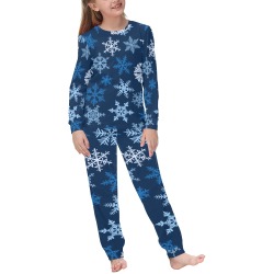 Snowflakes Blue Kids' All Over Print Pajama Set