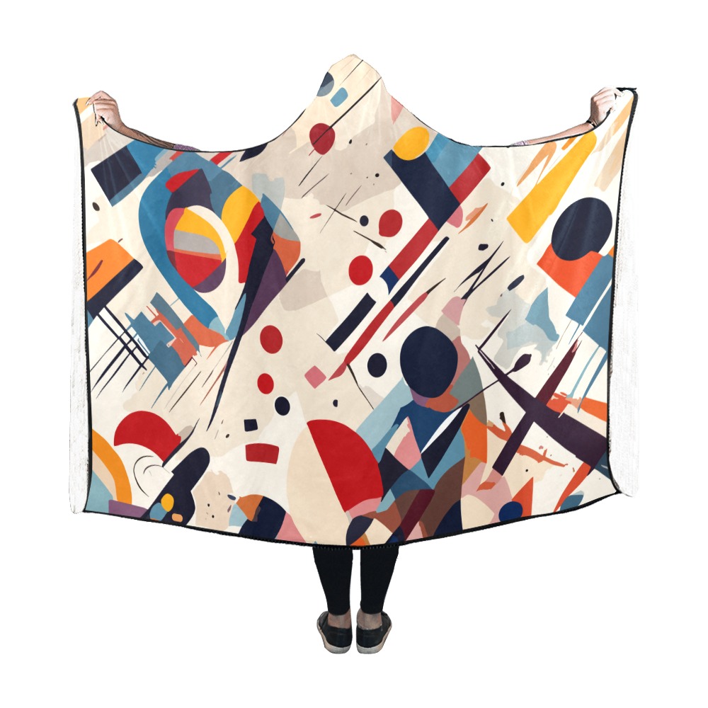 Stunning abstract art of red, yellow, blue, black. Hooded Blanket 60''x50''