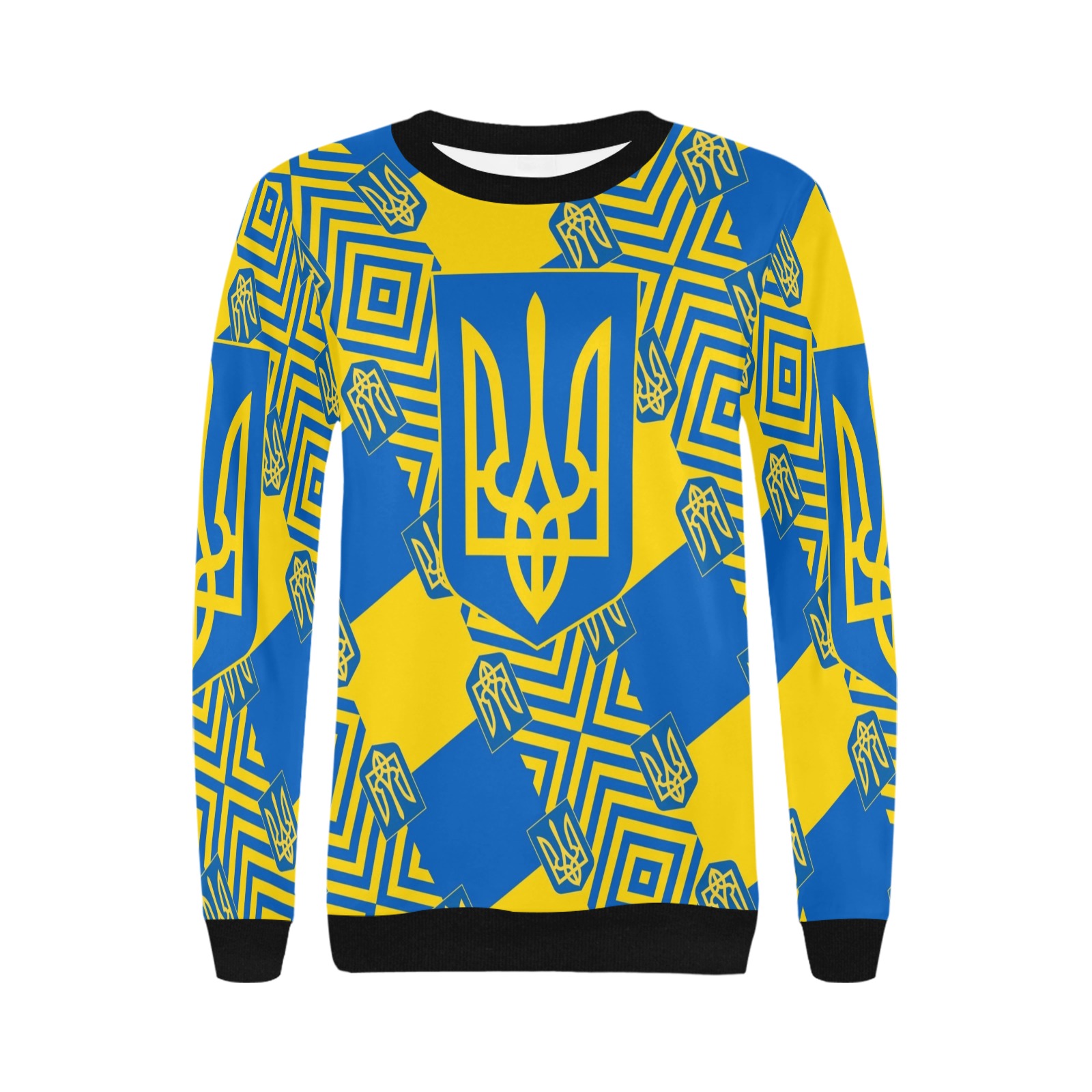 UKRAINE 2 Women's Rib Cuff Crew Neck Sweatshirt (Model H34)