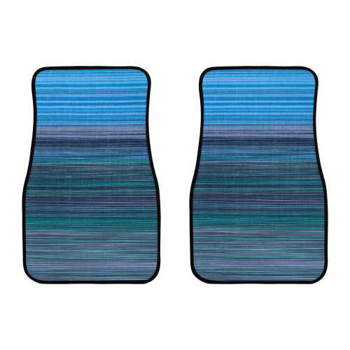 Abstract Blue Horizontal Stripes Front Car Floor Mat (2pcs)