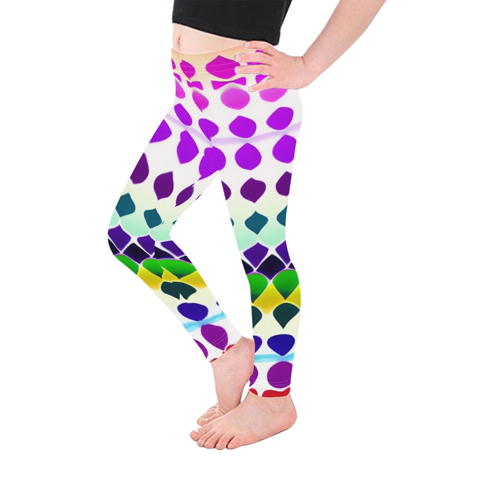 rainbow_pattern_abstract_TradingCard Kid's Ankle Length Leggings (Model L06)