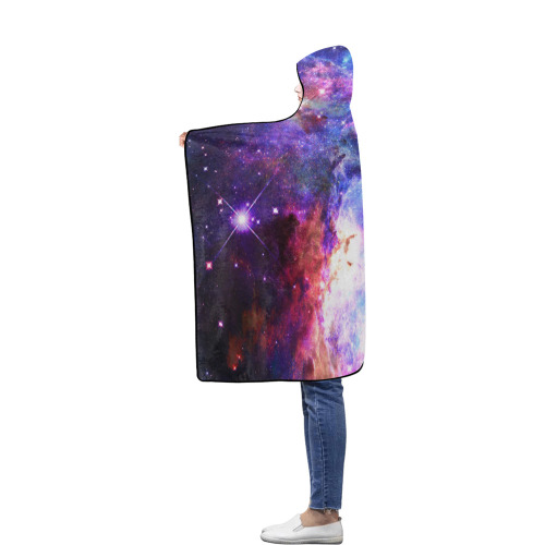 Mystical fantasy deep galaxy space - Interstellar cosmic dust Flannel Hooded Blanket 50''x60''