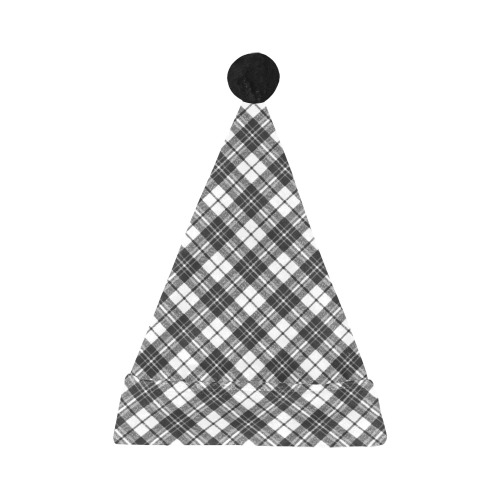Tartan black white pattern holidays Christmas xmas elegant lines geometric cool fun classic elegance Santa Hat