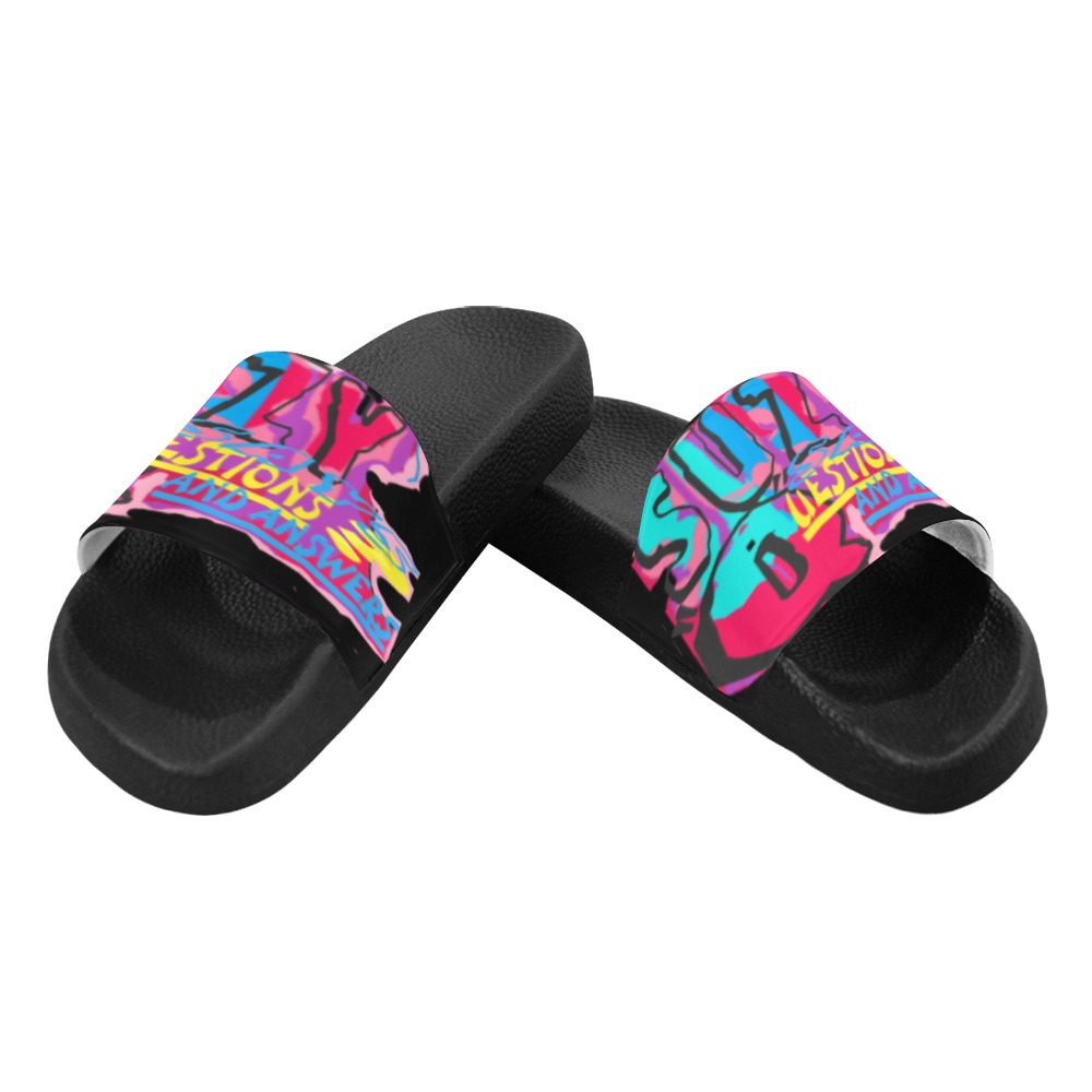 SUZY.Q.LOGO.blk Women's Slide Sandals (Model 057)