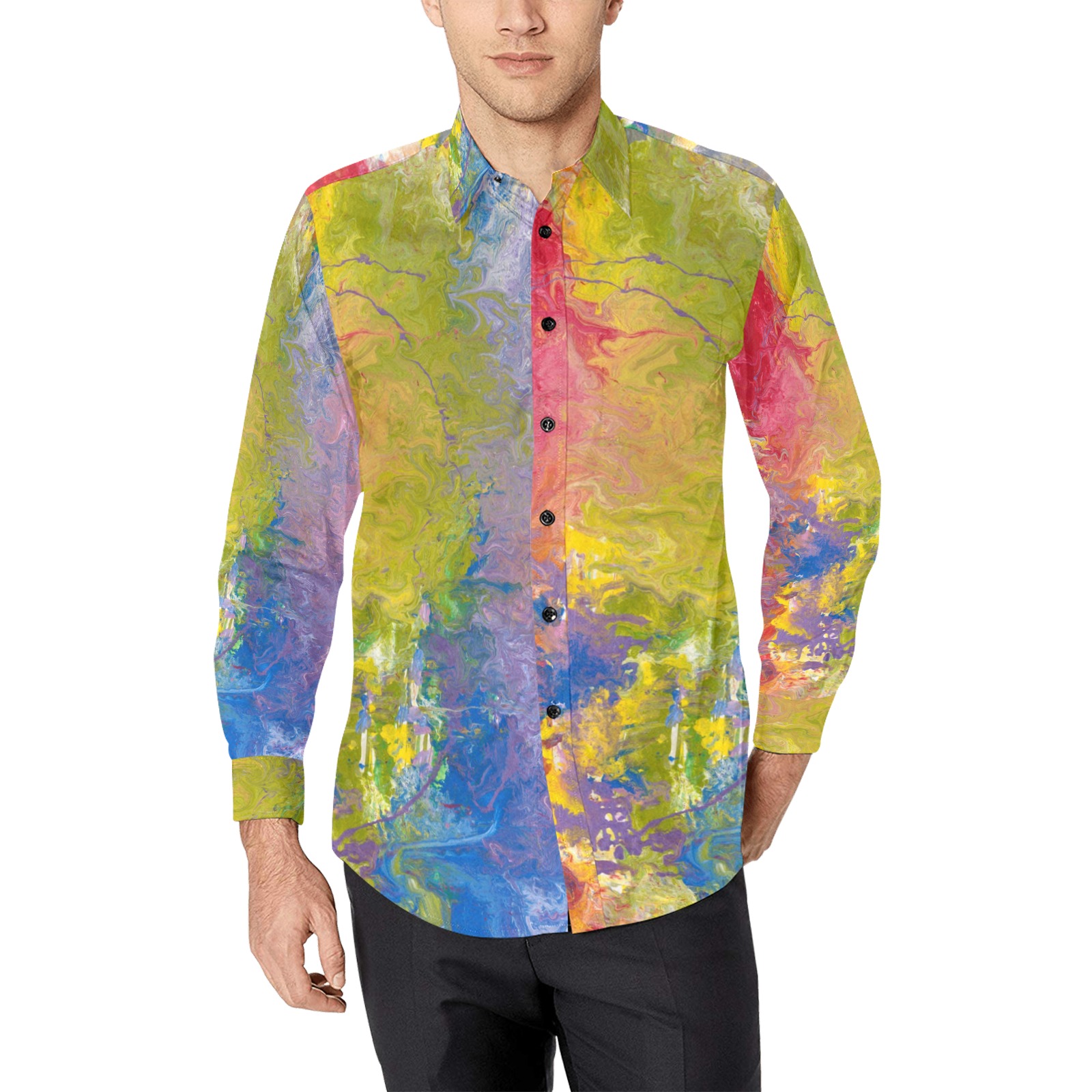 Rainbows All Around You Men's All Over Print Casual Dress Shirt (Model T61)