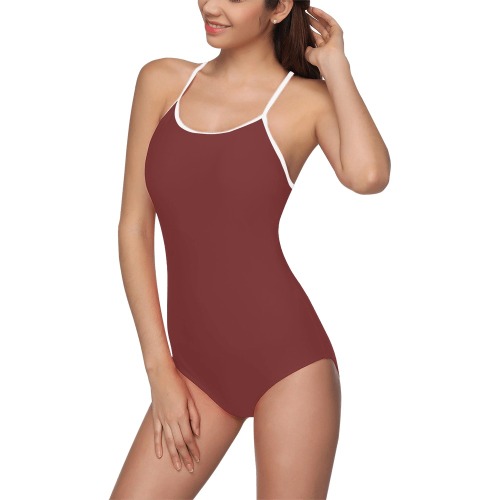 Nude Colour Woman's Swimwear Brown Strap Swimsuit ( Model S05)