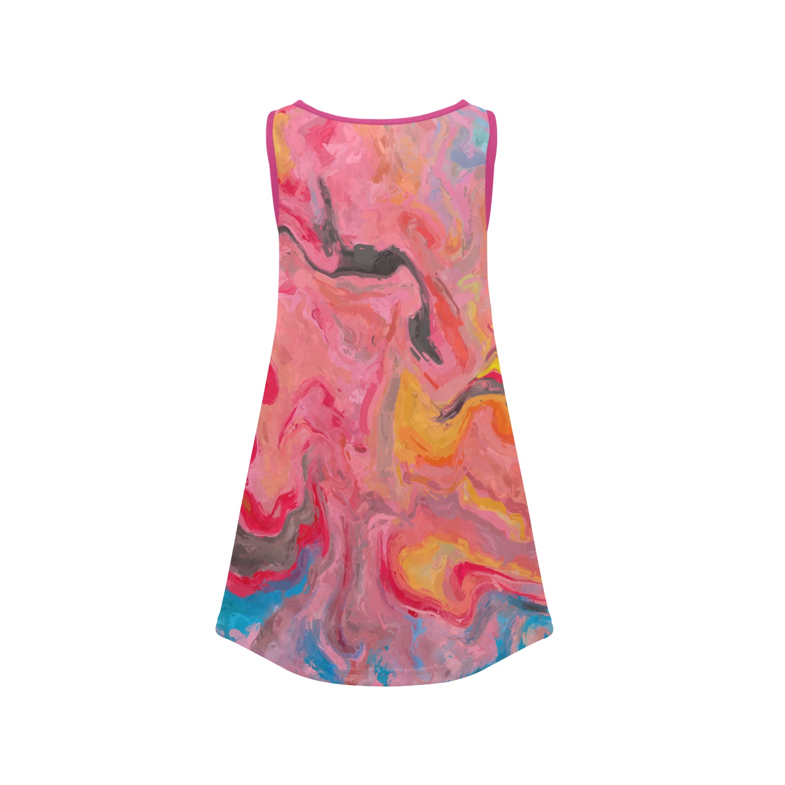 Rainbow Abstract Watercolor Girls' Sleeveless Dress (Model D58)