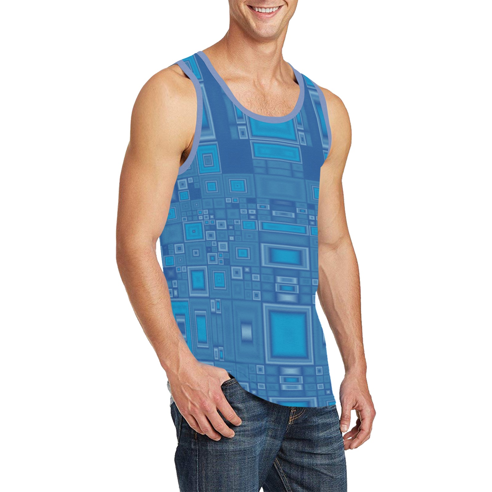 Blue Techie Abstract Men's All Over Print Tank Top (Model T57)