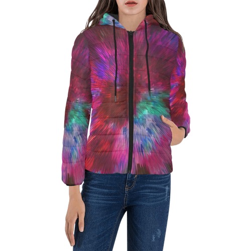 Colorful Abstract Hoodie 2 Women's Padded Hooded Jacket (Model H46)