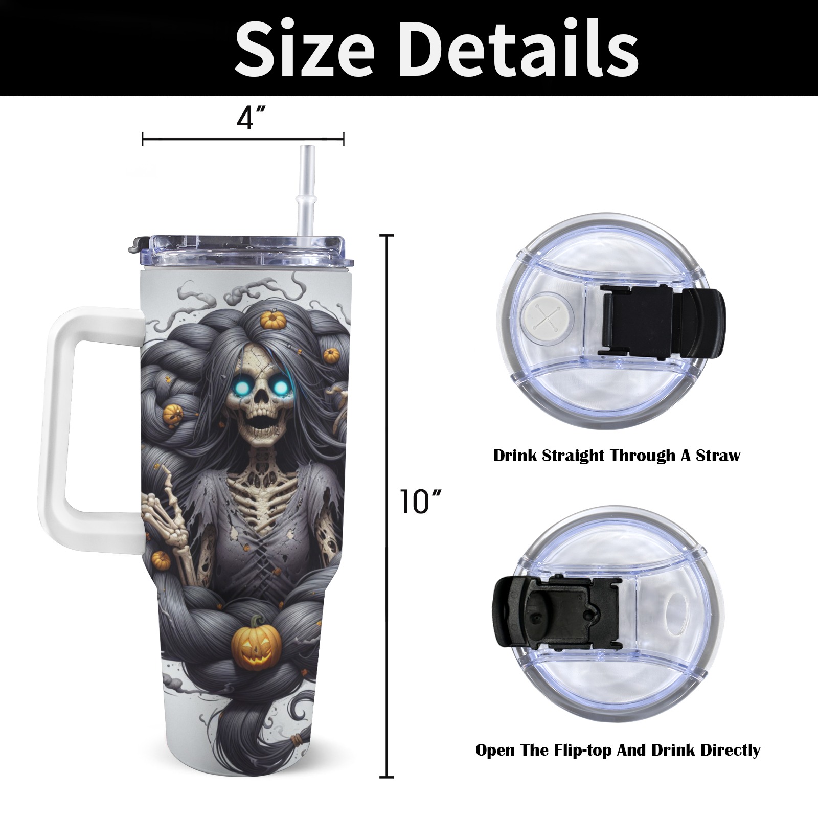 halloween_efChannel27 40oz Tumbler with White Handle