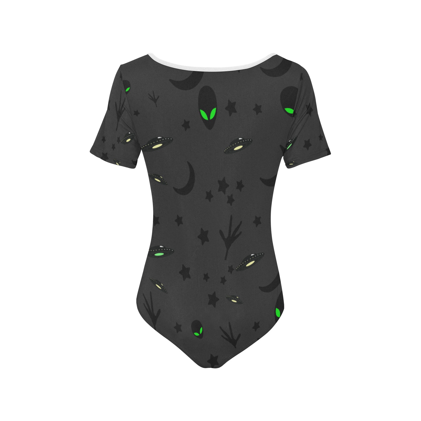 Aliens and Spaceships - Charcoal Women's Short Sleeve Bodysuit
