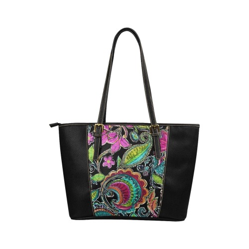 Paisley #2 Leather Tote Bag/Small (Model 1640)