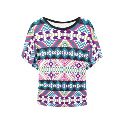 Modern colorful tribal pattern Sp-0 Women's Batwing-Sleeved Blouse T shirt (Model T44)