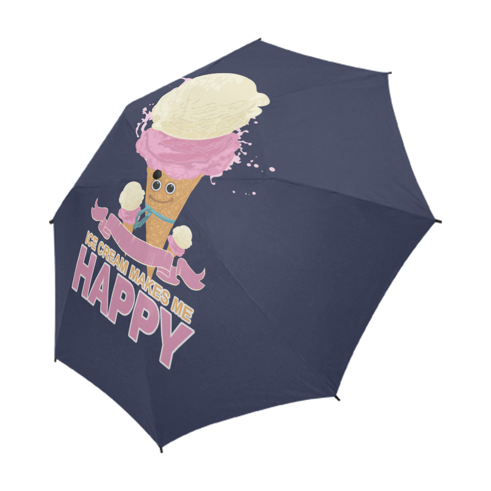 Ice Cream Makes Me Happy SemiAutomatic Foldable Umbrella (Model U05