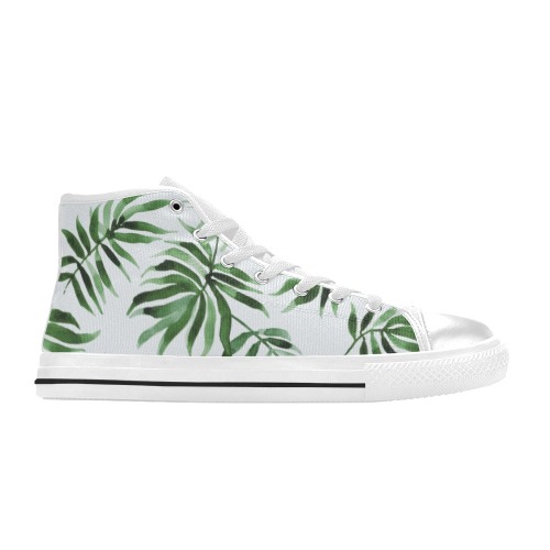 Watercolor_green_leaf Women's Classic High Top Canvas Shoes (Model 017)