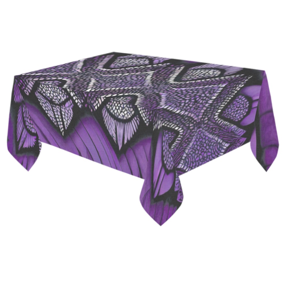 violet and white diamond's Cotton Linen Tablecloth 60"x 84"