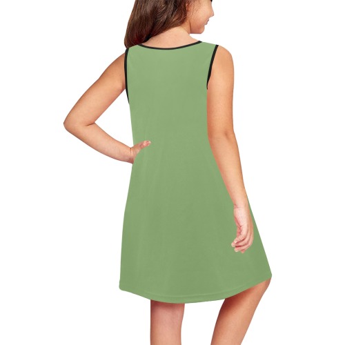 color asparagus Girls' Sleeveless Dress (Model D58)