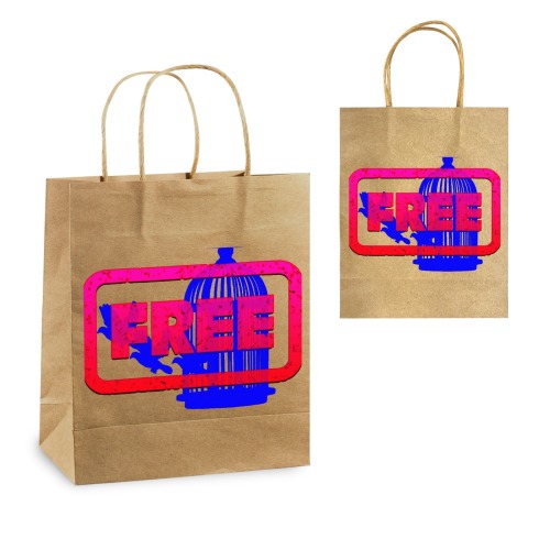 "Free" Kraft Paper Shopping Bag (Two Sides Printing)