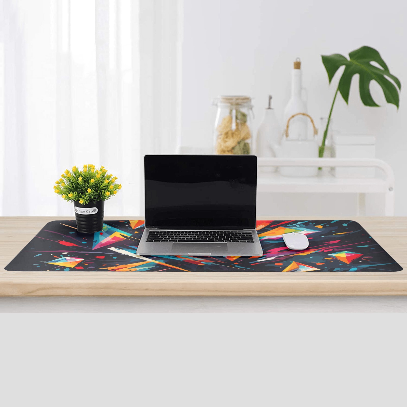 Diamond brilliant shapes. Colorful abstract art Gaming Mousepad (35"x16")