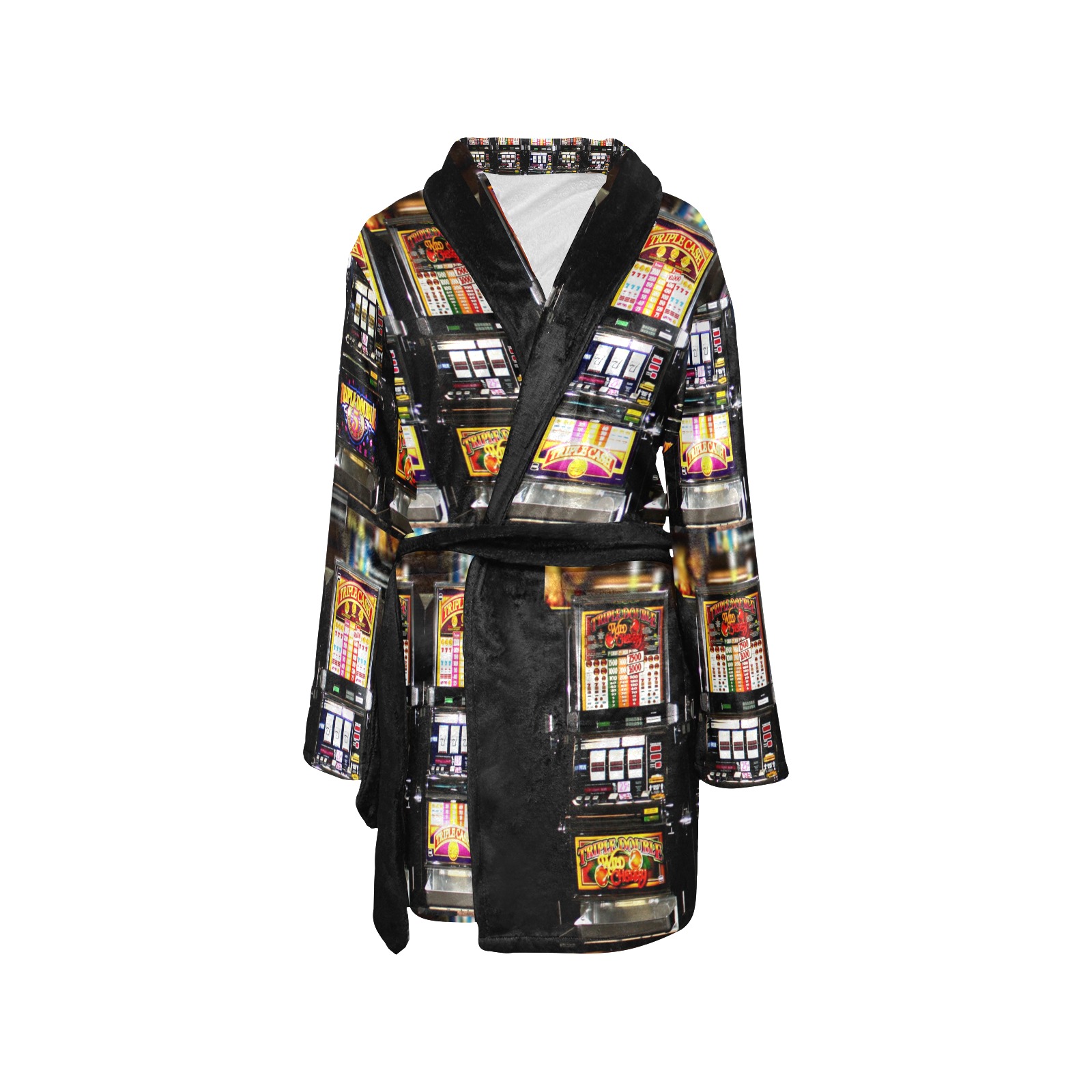 Lucky Slot Dream Machines - Black Sash Women's All Over Print Night Robe