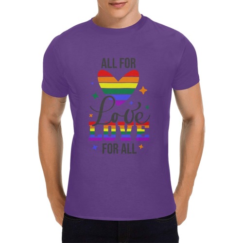 All For Love Love For All (Purple) Men's T-Shirt in USA Size (Front Printing Only)