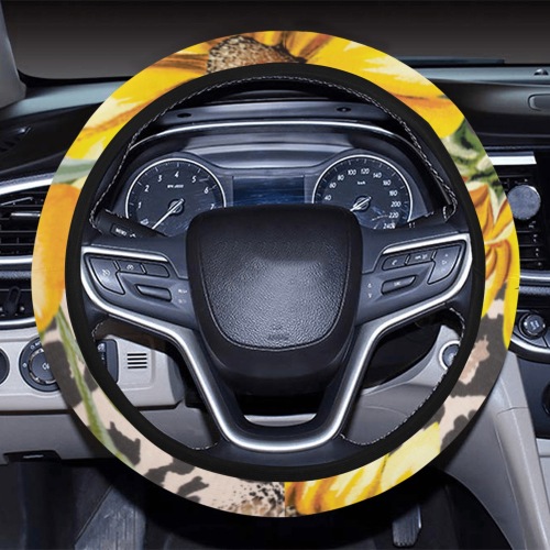 leopard sunflower steering wheel cover w/elastic Steering Wheel Cover with Elastic Edge