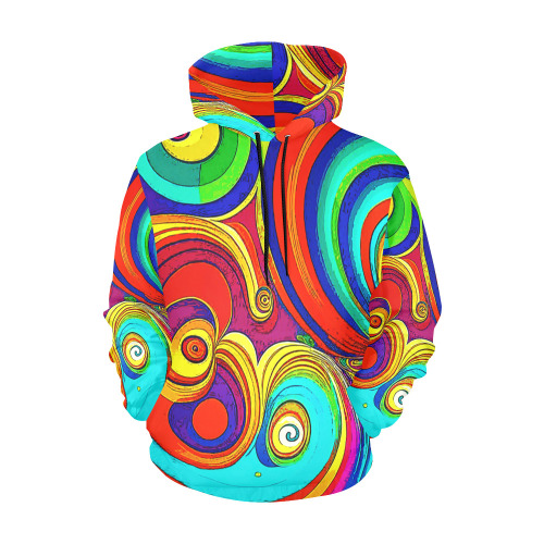 Colorful Groovy Rainbow Swirls All Over Print Hoodie for Women (USA Size) (Model H13)