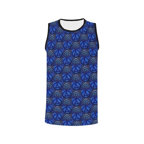 peace sign, repeating pattern, blue All Over Print Basketball Jersey