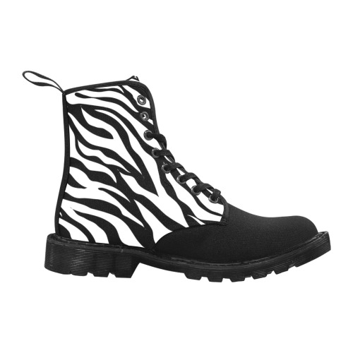 zebra-stripe-pattern Martin Boots for Men (Black) (Model 1203H)