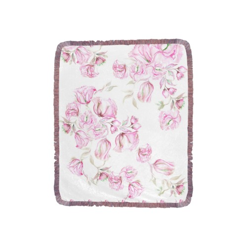 Chinese Peonies 3 Ultra-Soft Fringe Blanket 40"x50" (Mixed Pink)