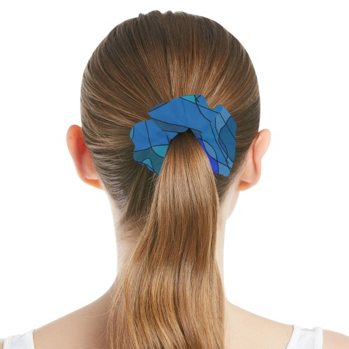 Abstract Blue Floral Design 2020 All Over Print Hair Scrunchie