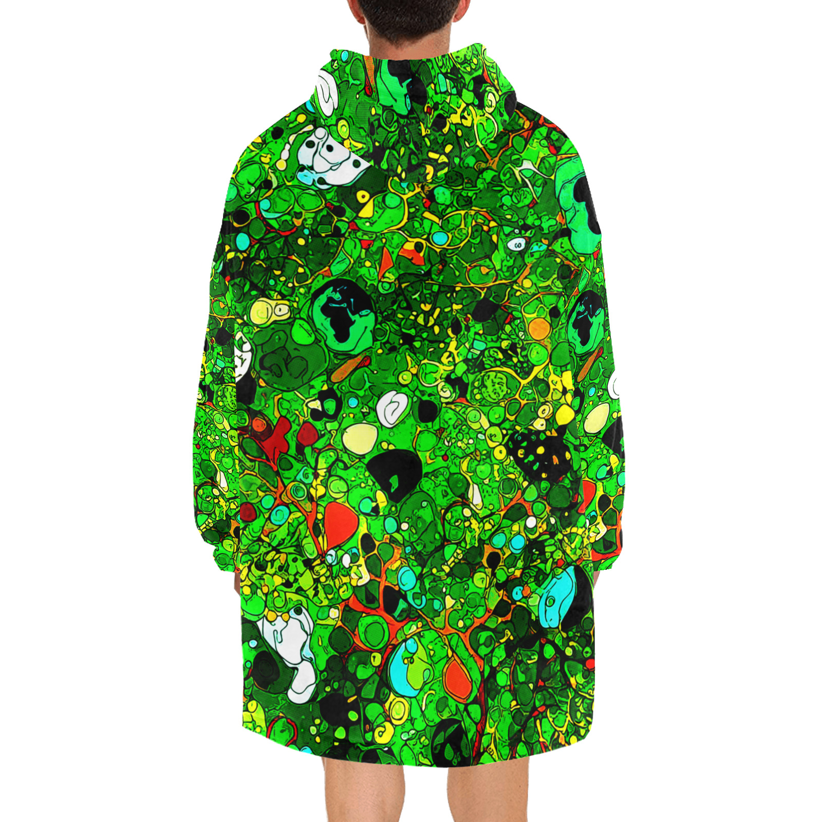 Green Abstract Art 409 Blanket Hoodie for Men