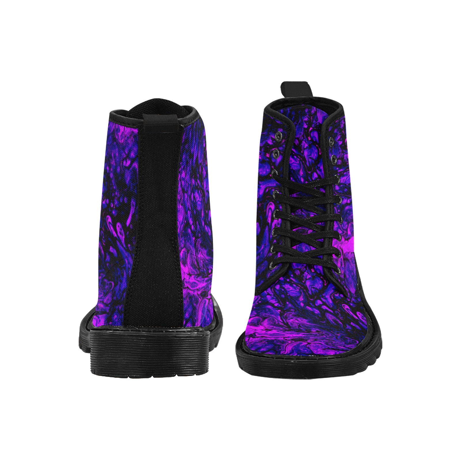 Purple Swirl Martin Boots for Women (Black) (Model 1203H)