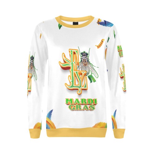 Mardi Gras Collectable Fly All Over Print Crewneck Sweatshirt for Women (Model H18)