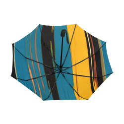 Black Turquoise And Orange Go! Abstract Art Anti-UV Auto-Foldable Umbrella (Underside Printing) (U06)